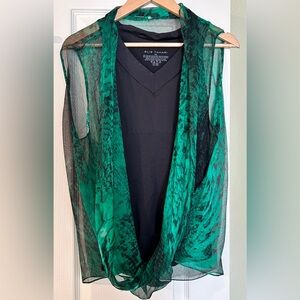 “Elie Tahari” reptile print two-piece blouse. Size M/L. Nylon/Elastic. No flaws.